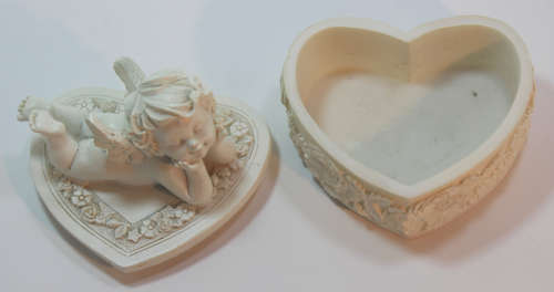 Heart Shaped Trinket Box with Cupid