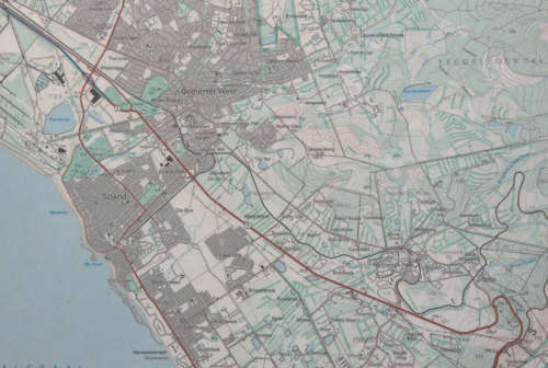 Topographical Map of Somerset West Laminated Blockmounted