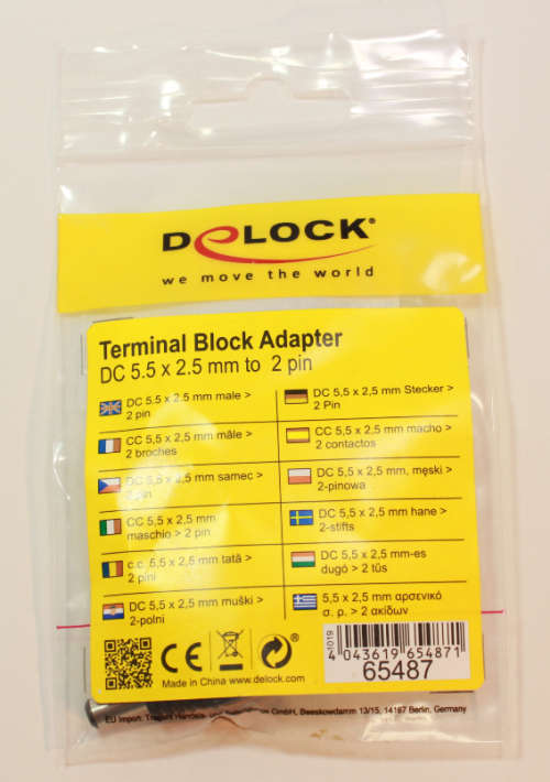 Delock 65487 DC Terminal Block 2.5mm x 5.5mm