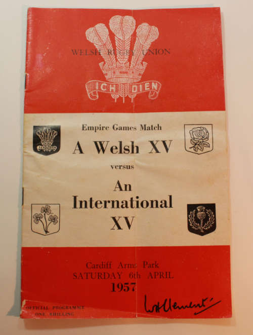 A Welsh XV vs International XV Cardiff Arms 6th April 1957 Official Programme Signed by WH Clement