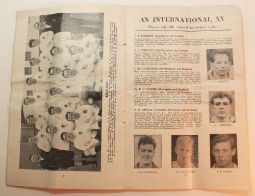A Welsh XV vs International XV Cardiff Arms 6th April 1957 Official Programme Signed by WH Clement