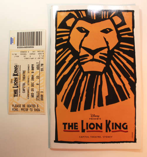 The Lion King Capitol Theatre Sydney Production 2004 Official Programme With Ticket