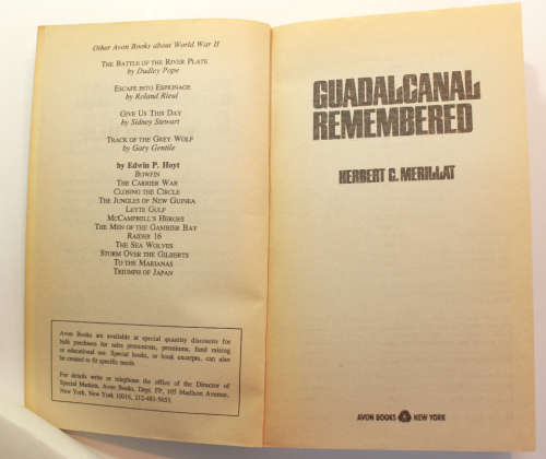 Guadalcanal Remembered by Herbert C Merrilat Softcover Book