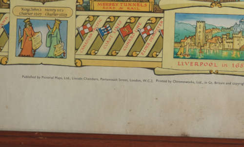 Framed Colour Pictorial Map of Liverpool