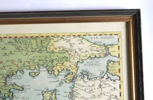 Graeciae Universae Secundum Framed Vintage Map of Greece by Ortelius Reproduction Print.