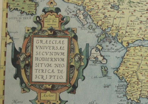 Graeciae Universae Secundum Framed Vintage Map of Greece by Ortelius Reproduction Print.