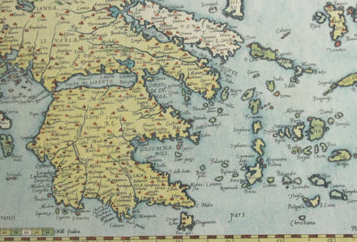 Graeciae Universae Secundum Framed Vintage Map of Greece by Ortelius Reproduction Print.