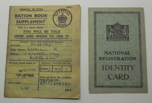 Replica British National Registration Identity Card and Ration Book Supplement