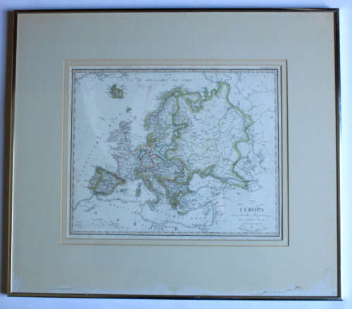 `Europa mit politischer Begranzung der einzelnen Staaten`  Map 1826 by Adolf Stieler Framed Print