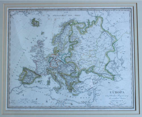 `Europa mit politischer Begranzung der einzelnen Staaten`  Map 1826 by Adolf Stieler Framed Print