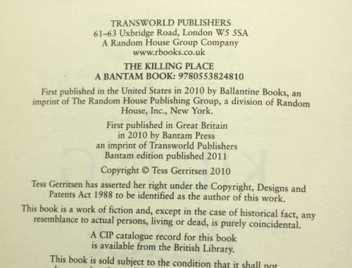 The Killing Place by Tess Gerritsen Softcover Book