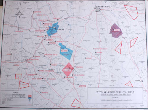 Rand Mines Coalfields Witbank Middelburg 1950 -  Reproduction Print @ A1 Size.