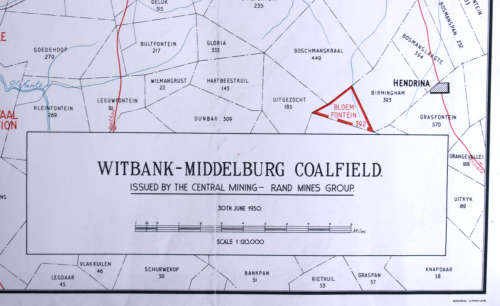 Rand Mines Coalfields Witbank Middelburg 1950 -  Reproduction Print @ A1 Size.