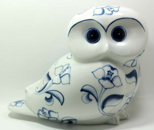 Blue and White Owl Ornament