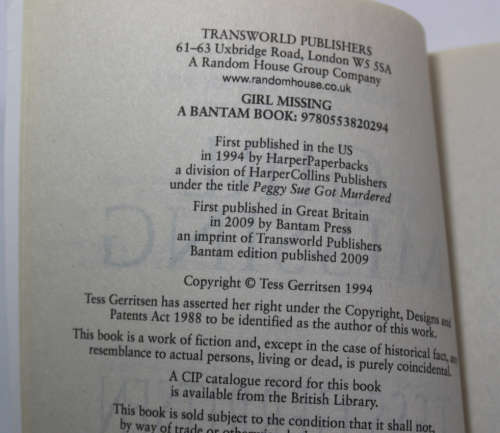 Girl Missing by Tess Gerritsen Softcover Book