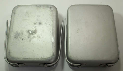 Pair of Folding Aluminium `Dixie` Mess Kits for Campers with Fold Up Cutlery