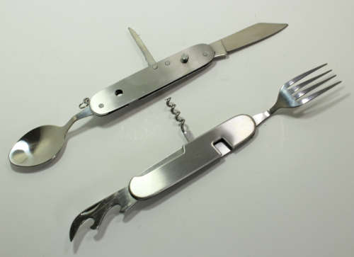 Pair of Folding Aluminium `Dixie` Mess Kits for Campers with Fold Up Cutlery