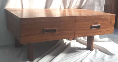Classic 1970`s John Tabraham Design Solid Kiaat Headboard and Sidetables for Kallenbach`s