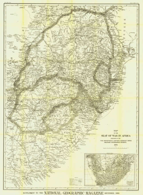 National Geographic Seat Of War In Africa (Tvl/OFS/Natal) 1899 Poster Map Digital Download