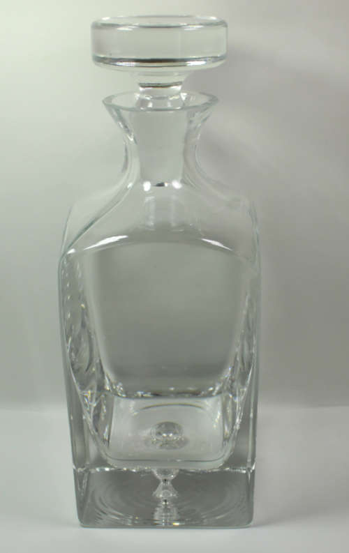 Oblong Styled Heavy Base Decanter with Flat Top Glass Stopper