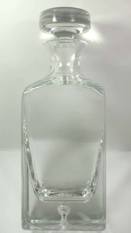 Oblong Styled Heavy Base Decanter with Flat Top Glass Stopper