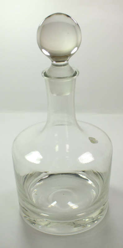 Large Round Decanter with Round Stopper by Buckingham, Made In Romania