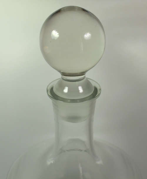 Large Round Decanter with Round Stopper by Buckingham, Made In Romania