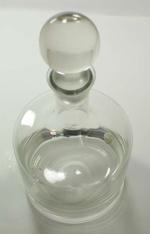 Large Round Decanter with Round Stopper by Buckingham, Made In Romania