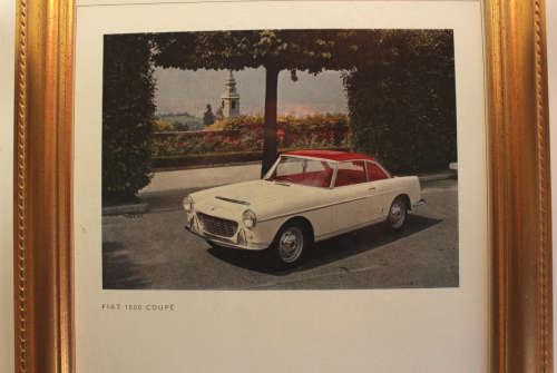 Fiat 1500 Pinin Farina Coupe Vintage Advert in Gold Frame