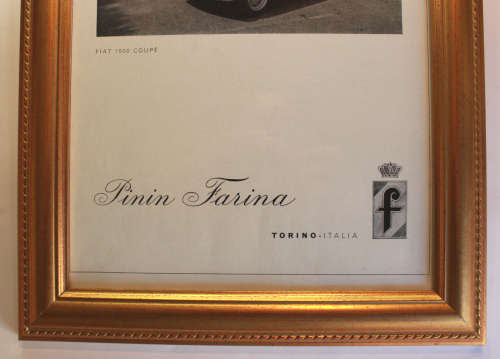 Fiat 1500 Pinin Farina Coupe Vintage Advert in Gold Frame
