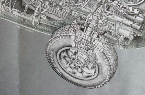 Cooper-Climax T51 Engineering Drawing by James A Allington Framed