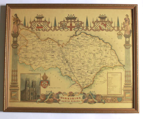 Yorkshire North Riding Map 1840`s By Thomas Moule Framed Print.