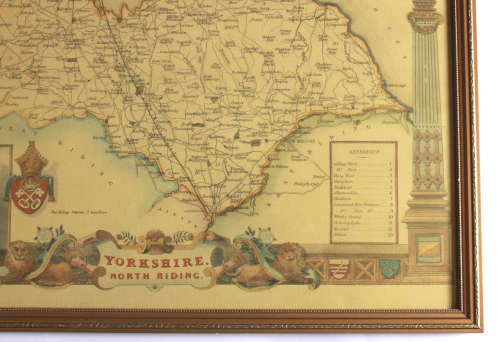 Yorkshire North Riding Map 1840`s By Thomas Moule Framed Print.