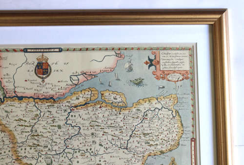 Saxton`s Map of Kent, Sussex, Surrey and Middlesex 1575 Framed Map British Museum Print