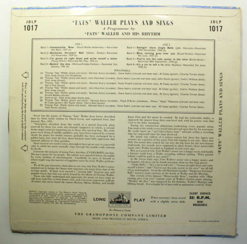 Fats Waller Plays and Sings Vinyl LP