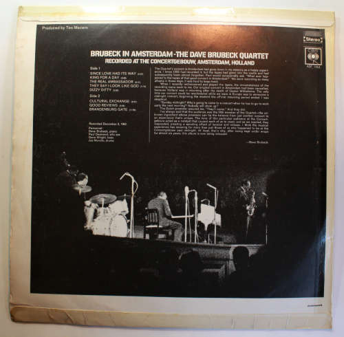 Brubeck In Amsterdam The Dave Brubeck Quartet Vinyl LP