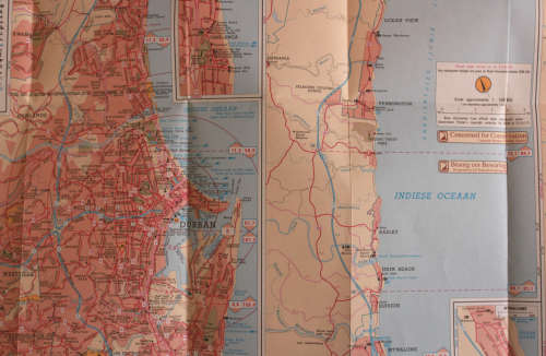 Three Vintage Folded AA Road Maps PE 1992/KZN Coast and Hinterland 1995/Transvaal Area 1995