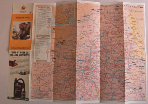 Three Vintage Folded AA Road Maps PE 1992/KZN Coast and Hinterland 1995/Transvaal Area 1995