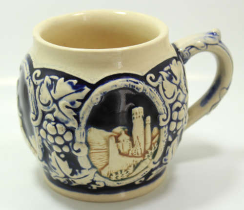 Rheinhold Merkelbach Rhein Castles Stoneware Ornamental Mug in Cobalt Blue