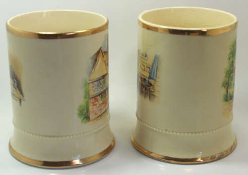 Pair of Vintage Arthur Wood `Ye Olde English Inns` Beer Tankards