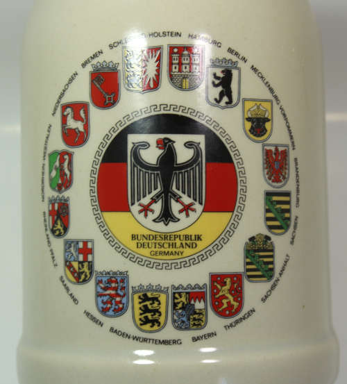 Bundesrepublik Deutschland Germany 0.5l Stoneware Beer Stein by WS West Germany