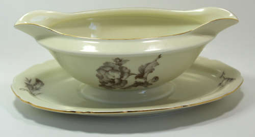 Vintage Gravy Boat with Fixed Underplate by C T Tielsch-Altwasser 1935 Germany