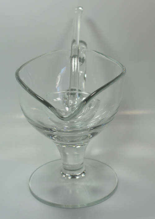 2 Piece Set Footed Clear Glass Sauce Bowl and Ladle