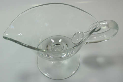 2 Piece Set Footed Clear Glass Sauce Bowl and Ladle