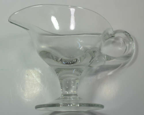 2 Piece Set Footed Clear Glass Sauce Bowl and Ladle