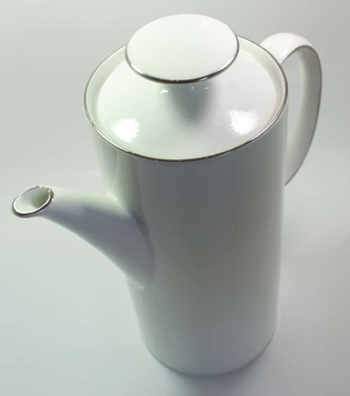 Tall Gloss White China Coffee Pot Medaillon Platinum Band by Thomas Germany