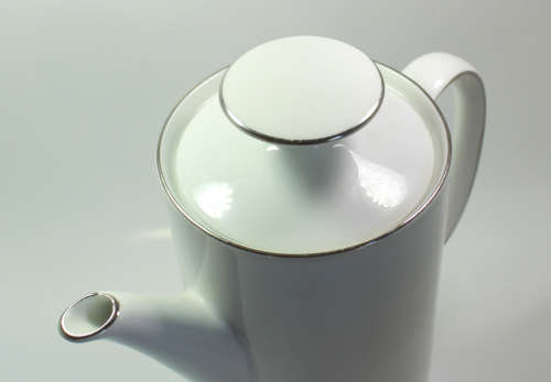 Tall Gloss White China Coffee Pot Medaillon Platinum Band by Thomas Germany