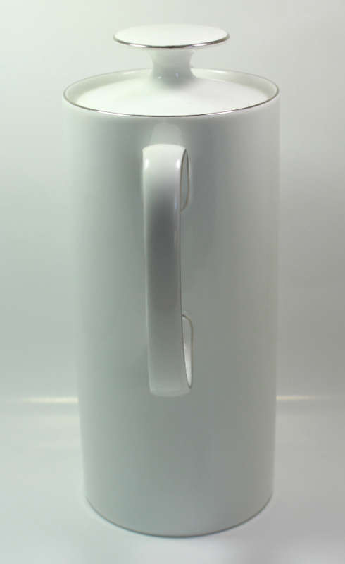 Tall Gloss White China Coffee Pot Medaillon Platinum Band by Thomas Germany