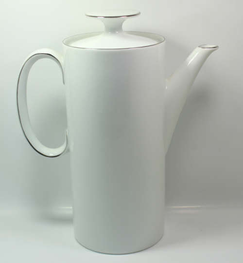 Tall Gloss White China Coffee Pot Medaillon Platinum Band by Thomas Germany