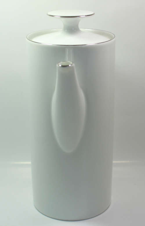 Tall Gloss White China Coffee Pot Medaillon Platinum Band by Thomas Germany